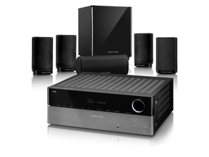 MUSIC & THEATER 1500 - Black - 5.1-channel, 70-watt surround-sound music and theater system with 200-watt powered subwoofer and HDMI® with 3D and Deep Color (AVR1565 & HKTS9) - Hero